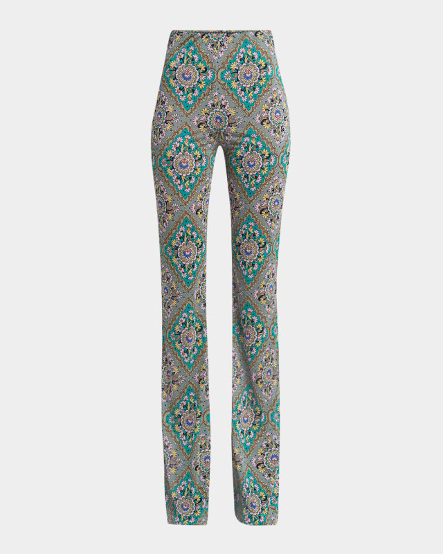Geometric Paisley Jersey Flare Pants